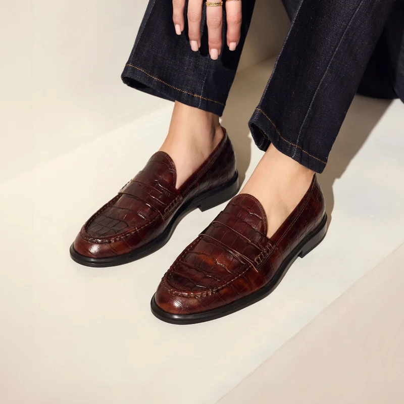 Isabel Bernard Vendôme Blandine Croco Bruine Kalfsleren Loafers IB51015-230-37