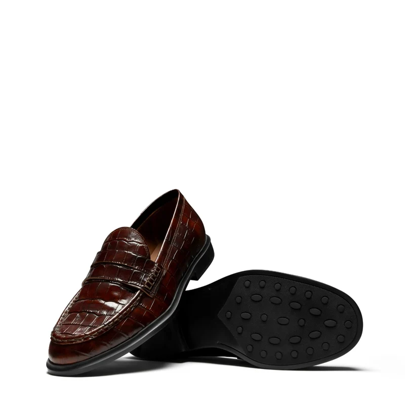 Isabel Bernard Vendôme Blandine Croco Bruine Kalfsleren Loafers IB51015-230-37