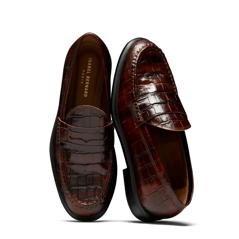 Isabel Bernard Vendôme Blandine Croco Bruine Kalfsleren Loafers IB51015-230-37