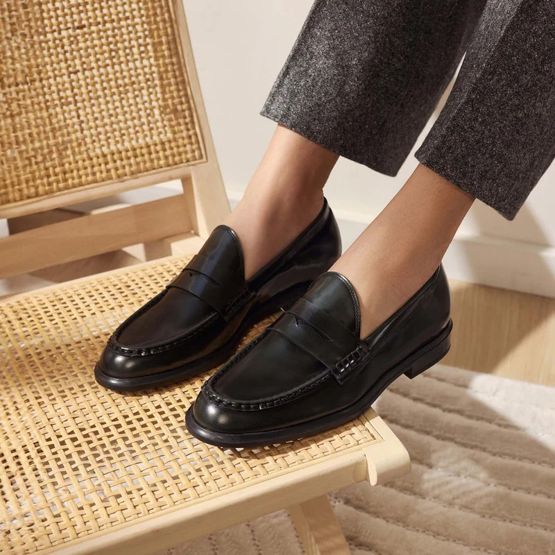 Isabel Bernard Vendôme Blandine Zwarte spazzolato Leren Loafers IB51015-601-37