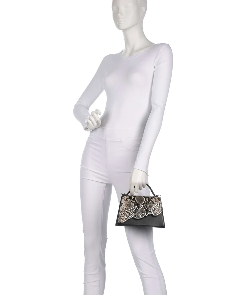 Karl Lagerfeld K/Signature 2.0 Small Bandolera natural snake aop