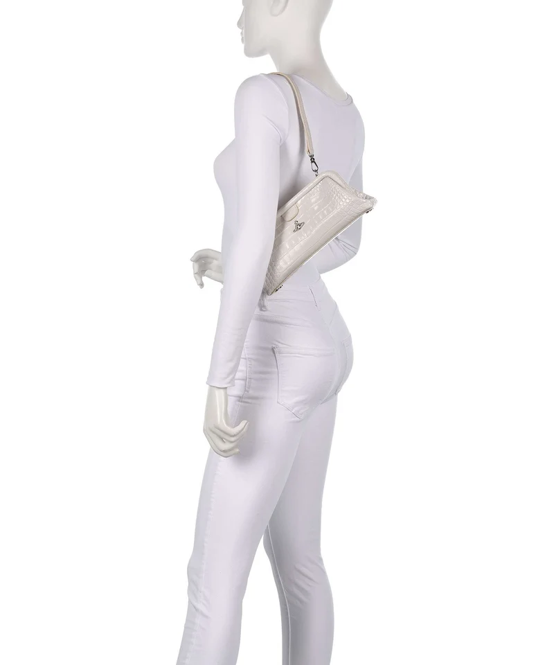 Vivienne Westwood Jane Frame Embossed Croc Bolso de hombro pearl white