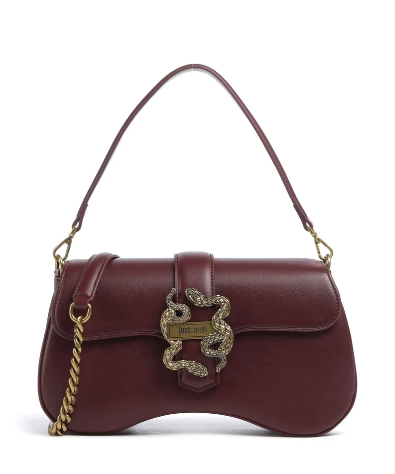 Just Cavalli Iconic Snakes Bolso de hombro cordovan