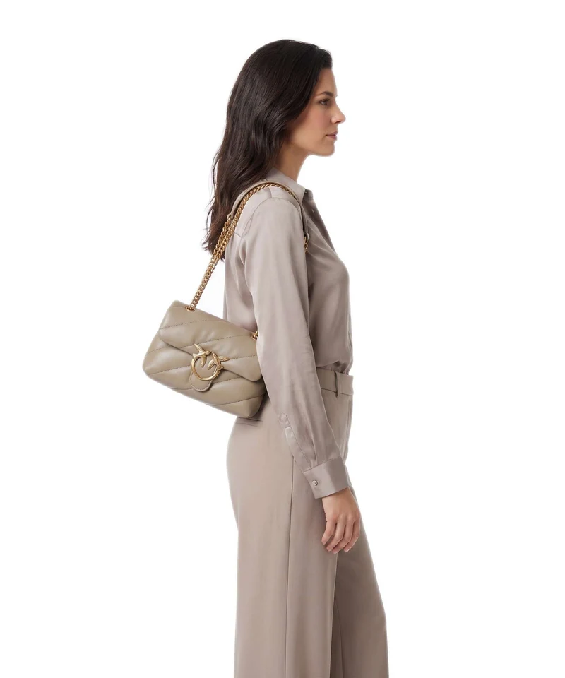 Pinko Love Puff Mini Bolso de hombro grigio talpa/antique gold