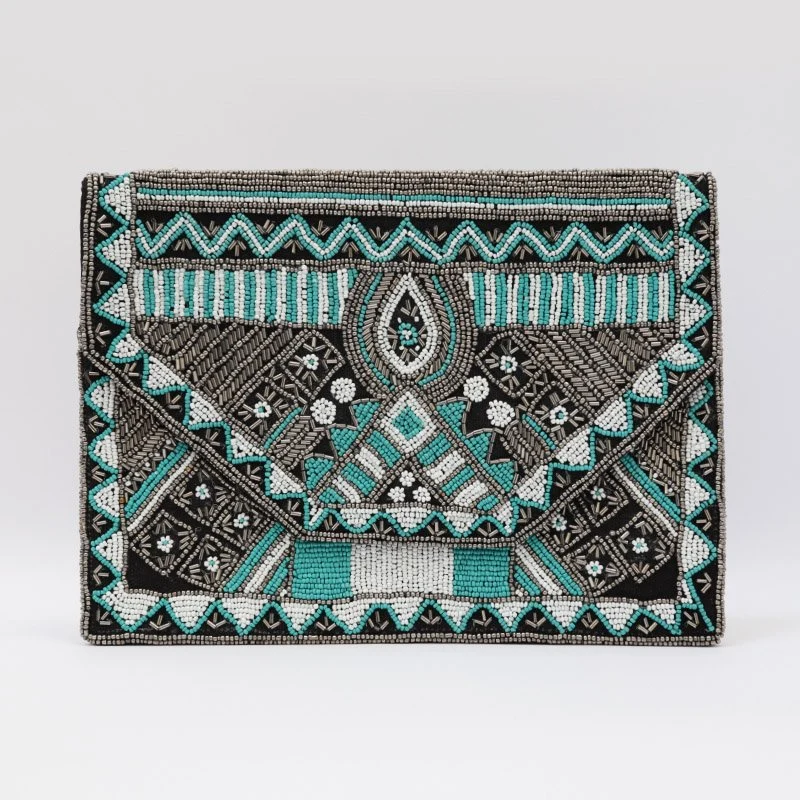 Bolso Banjara Orchha Verde agua y plata