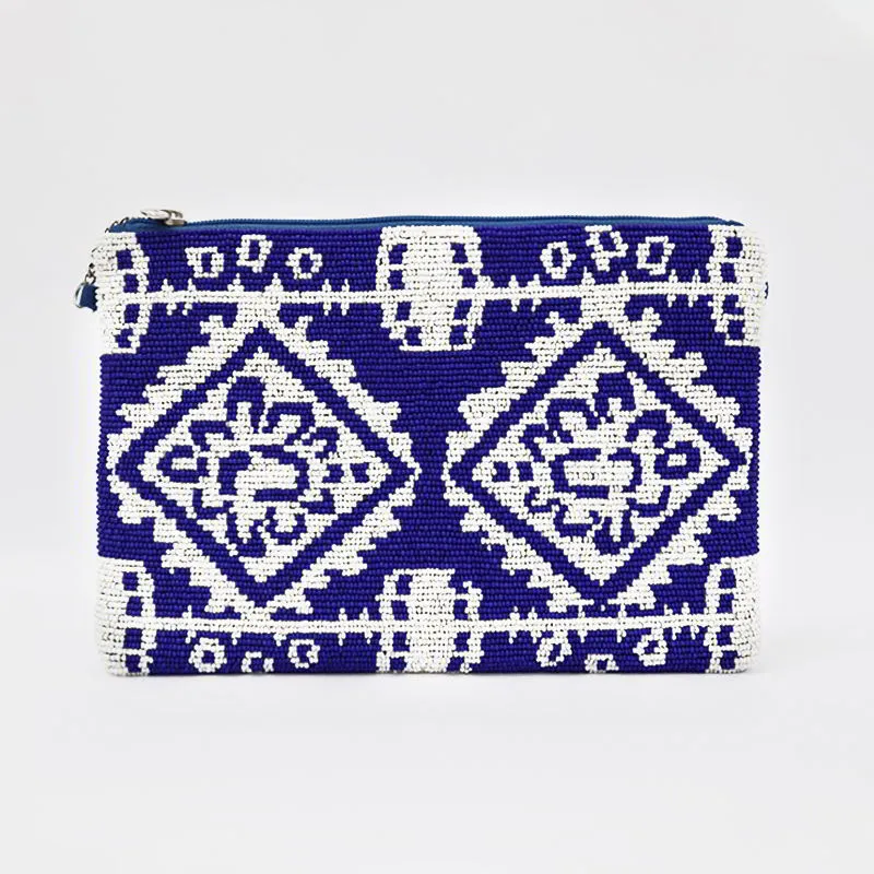 Bolso Cierre Karwar Azul y Blanco