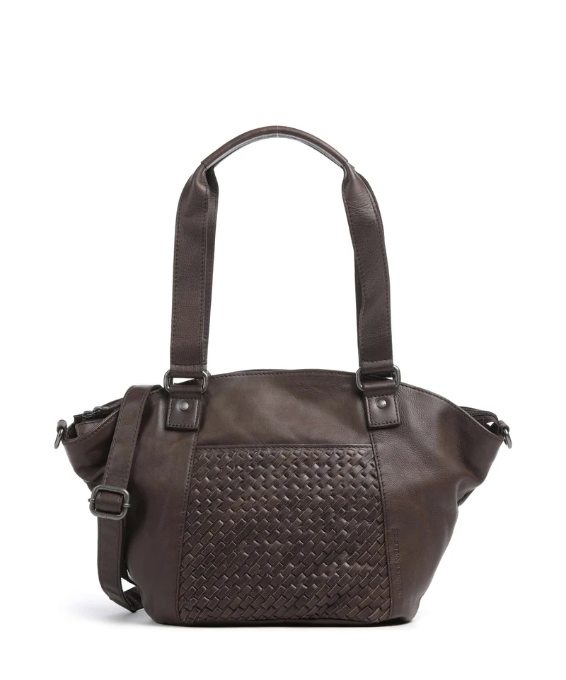 Spikes & Sparrow Woven Patty Bolsa shopping dark brown