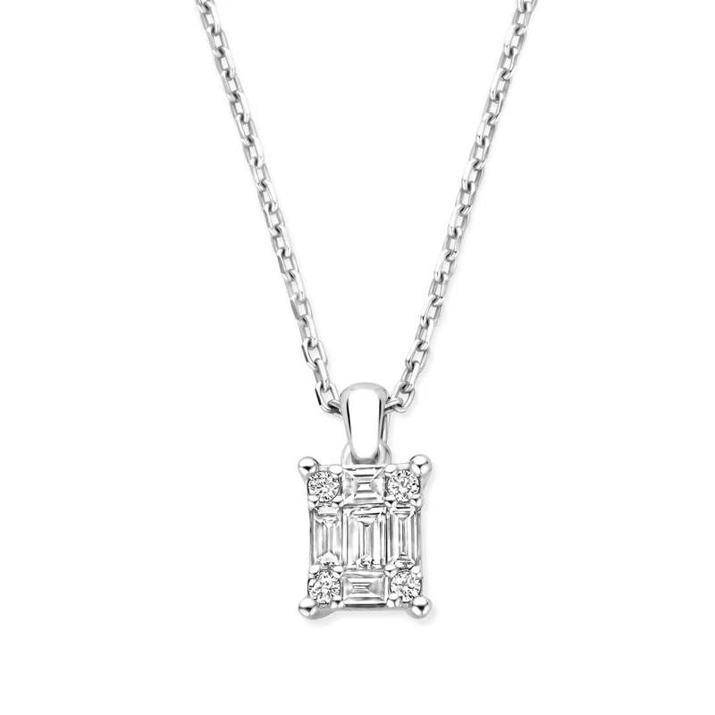 Isabel Bernard De la Paix Maxime 14 karaat witgouden ketting met diamant 0.13 ct IBD350023