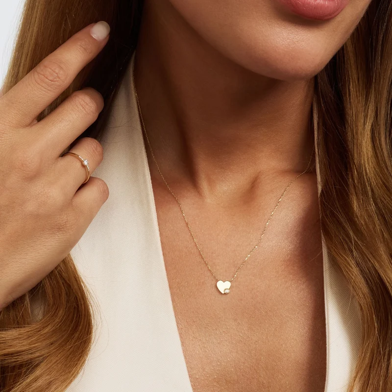 Isabel Bernard De la Paix Amore 14 karaat gouden collier met diamant 0.02 karaat IBD350028