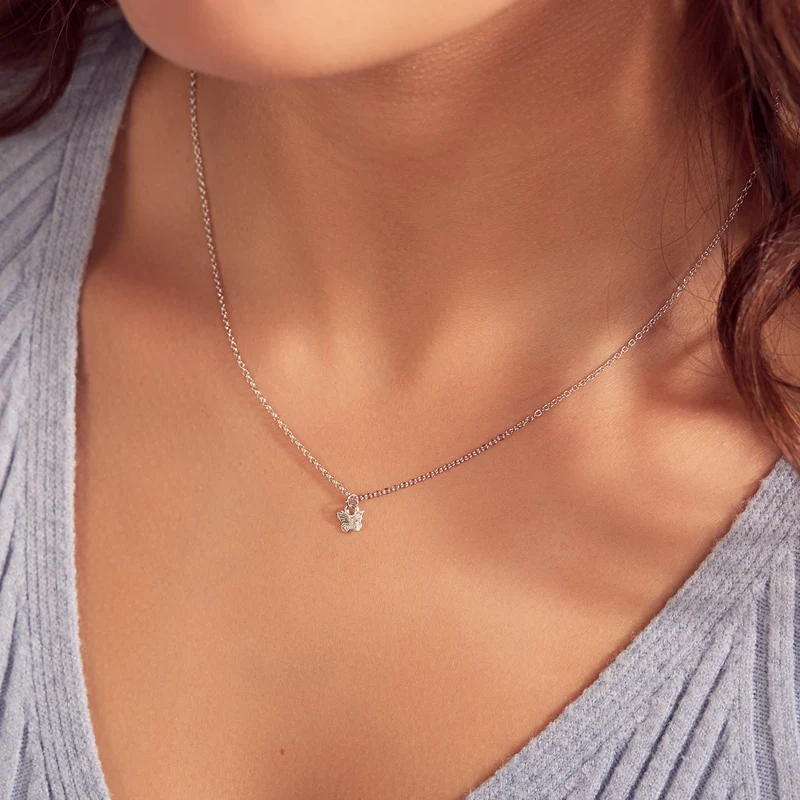 Karma 925 Sterling Silver Butterfly Necklace T230 (Length: 38.00-45.00 cm)