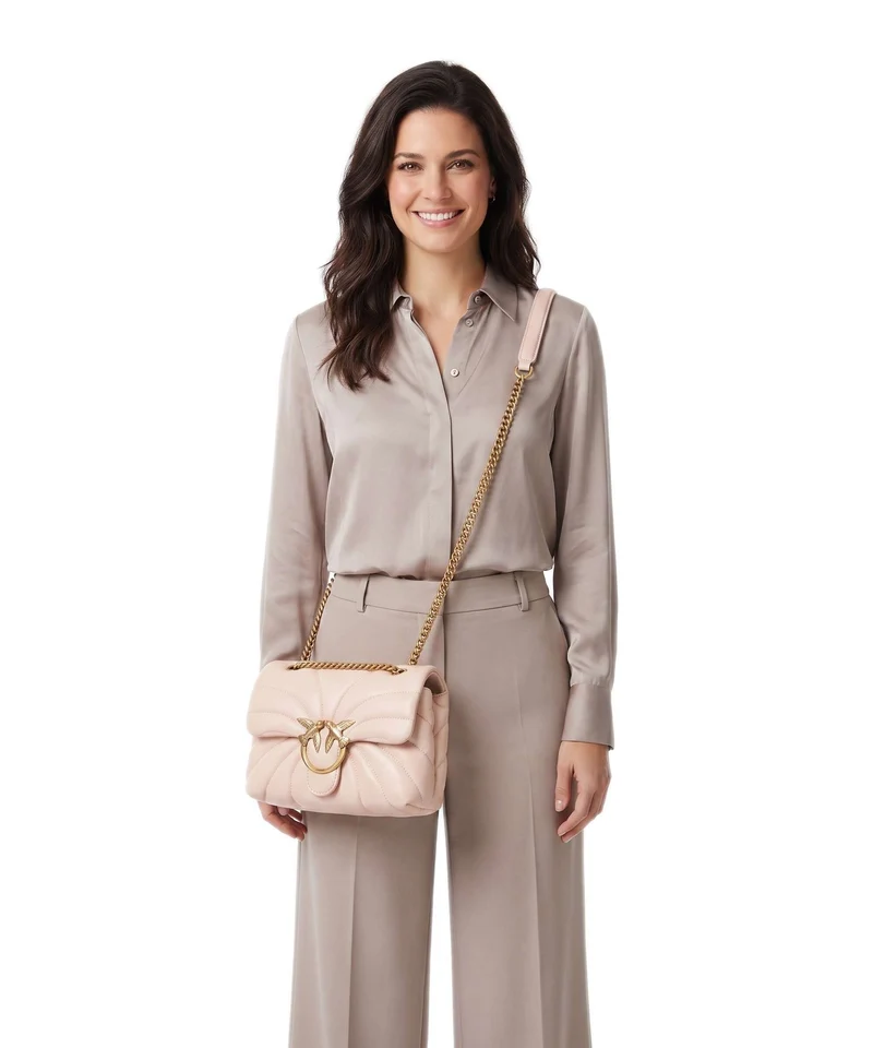 Pinko Love Puff Mini Bolso de hombro rosa cammeo/antique gold