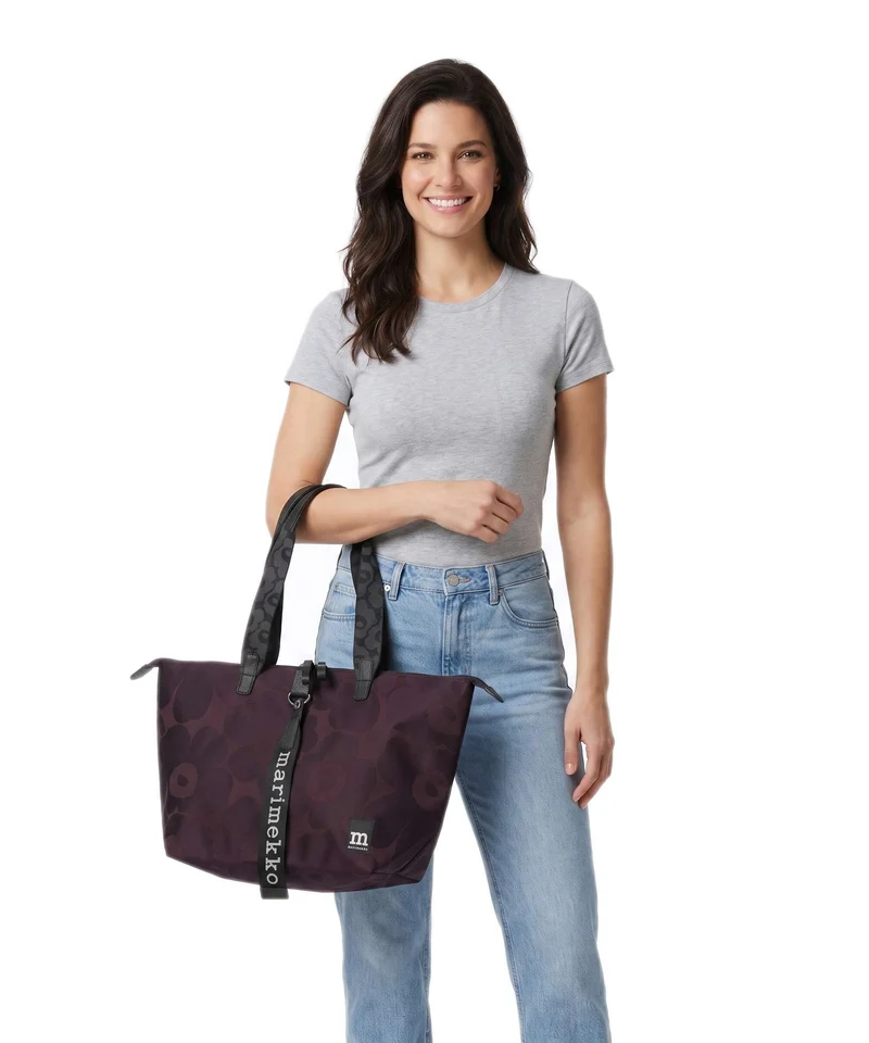 Marimekko Wear All Day M Unikko Bolsa shopping wine red/dark wine