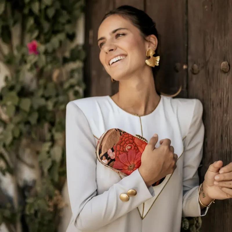 Bolso Ovalado Lennox Prado Naranja, Fucsia y Tierra