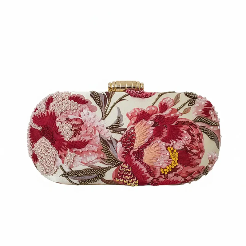 Bolso Ovalado Lennox Églantine Rosas y Coral