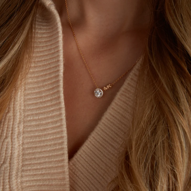 Michael Kors Premium 925 Sterling Silver Rosegolden Necklace MKC1208AN791 (Length: 40.50 - 45.50 cm)