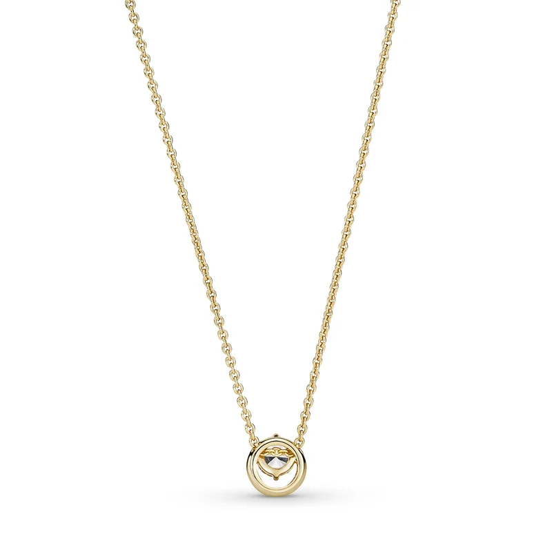 Pandora Timeless Gold-coloured Sparkling Round Halo Necklace Gold Plated 361174C01-45 (Length: 45.00 cm)