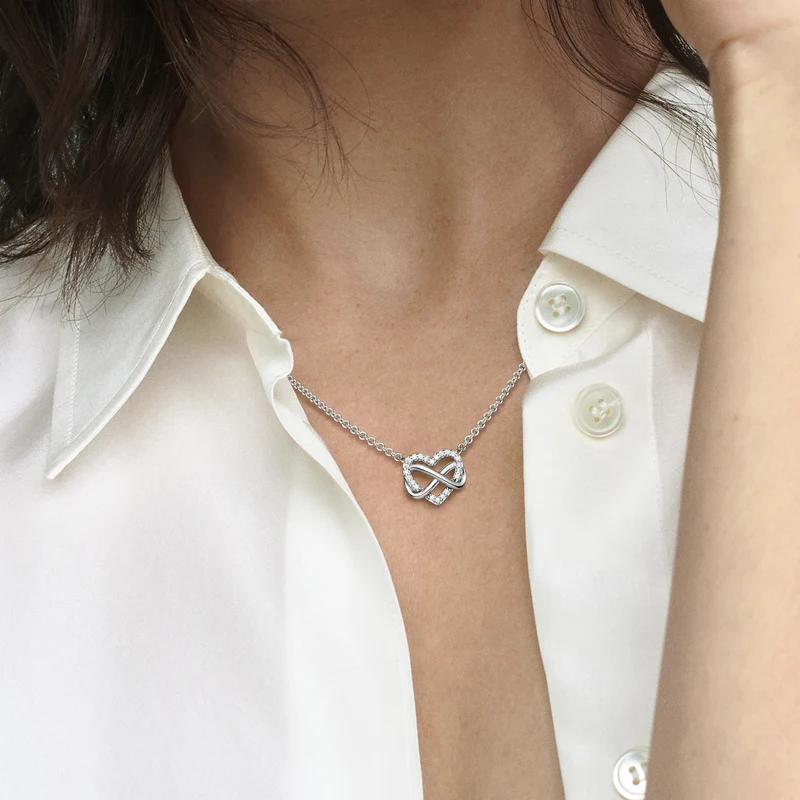 Pandora Moments 925 Sterling Silver Sparkling Infinity Heart Necklace 392666C01-50