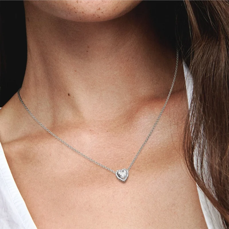Pandora Stories 925 Sterling Silver Heart Necklace 398425C01-45 (Length: 45.00 cm)