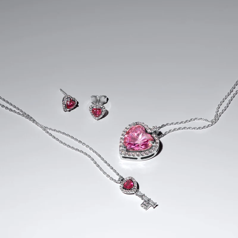 Pandora Timeless 925 Sterling Silver Pink Halo Heart Necklace 394414C01-45