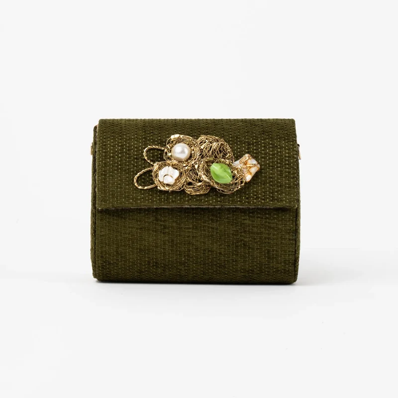 Bolso Rígido Mini Treasure Piedras Verde