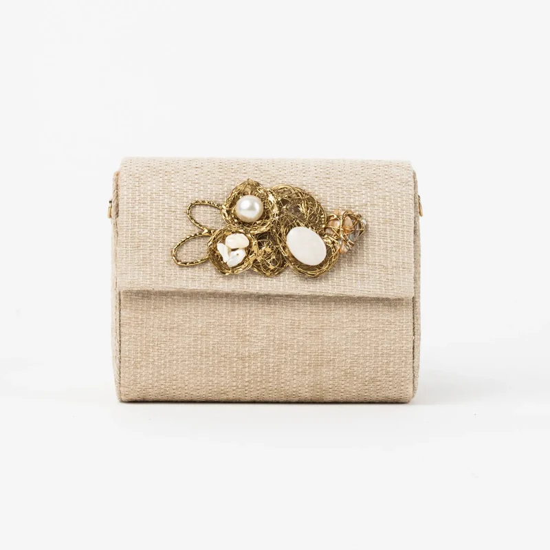 Bolso Rígido Mini Treasure Piedras Crema