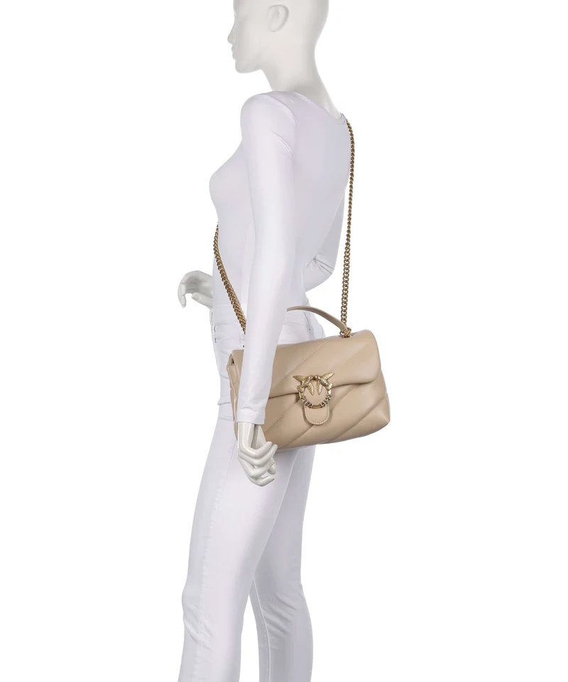 Pinko Love Puff Classic New Buckle Bolso de hombro beige/grigio fumo/antique gold