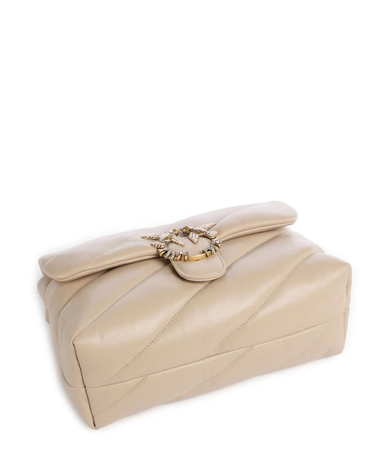 Pinko Love Puff Classic New Buckle Bolso de hombro beige/grigio fumo/antique gold
