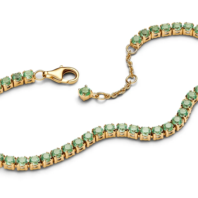Pandora Timeless Gold Plated Sprankelende Groene Tennisarmband 561469C02-18