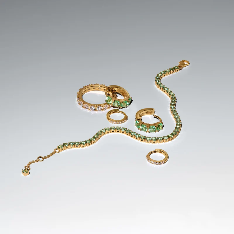 Pandora Timeless Gold Plated Sprankelende Groene Tennisarmband 561469C02-18