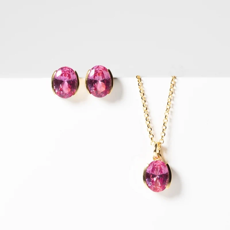 Sif Jakobs Ellisse Carezza Silver Necklace With Gold Plating SJ-N2353-PKCZ-YG