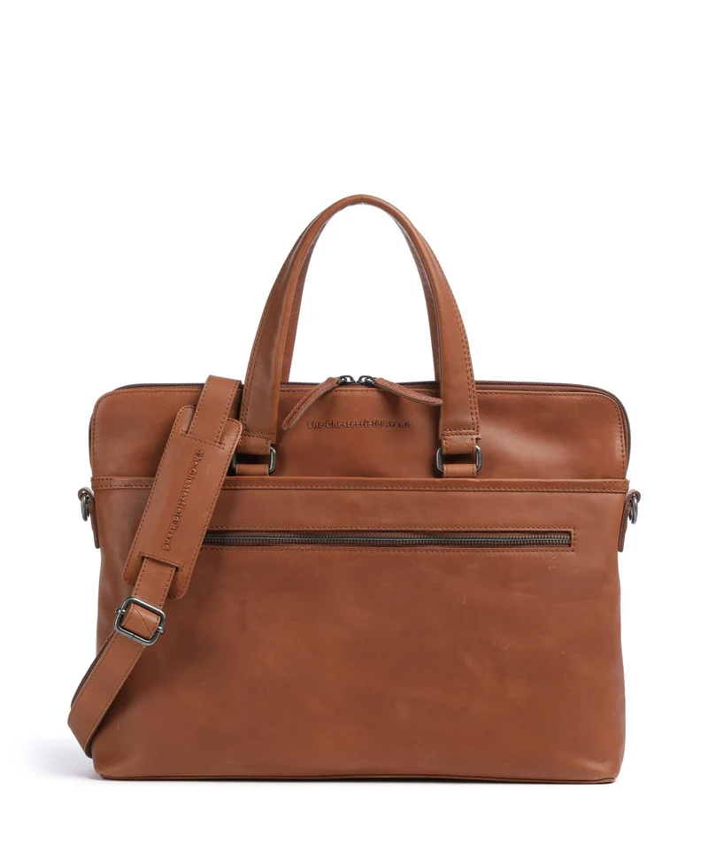 The Chesterfield Brand Wax Pull Up Cow Elvas Bolso para portátil cognac
