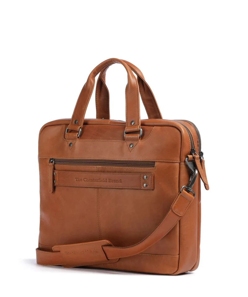 The Chesterfield Brand Wax Pull Up Cow Montara Bolso para portátil cognac