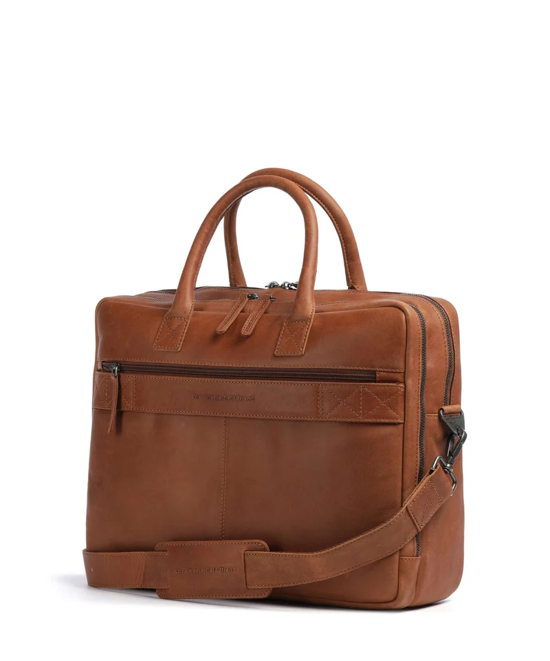 The Chesterfield Brand Wax Pull Up Cow Tacama Bolso para portátil cognac