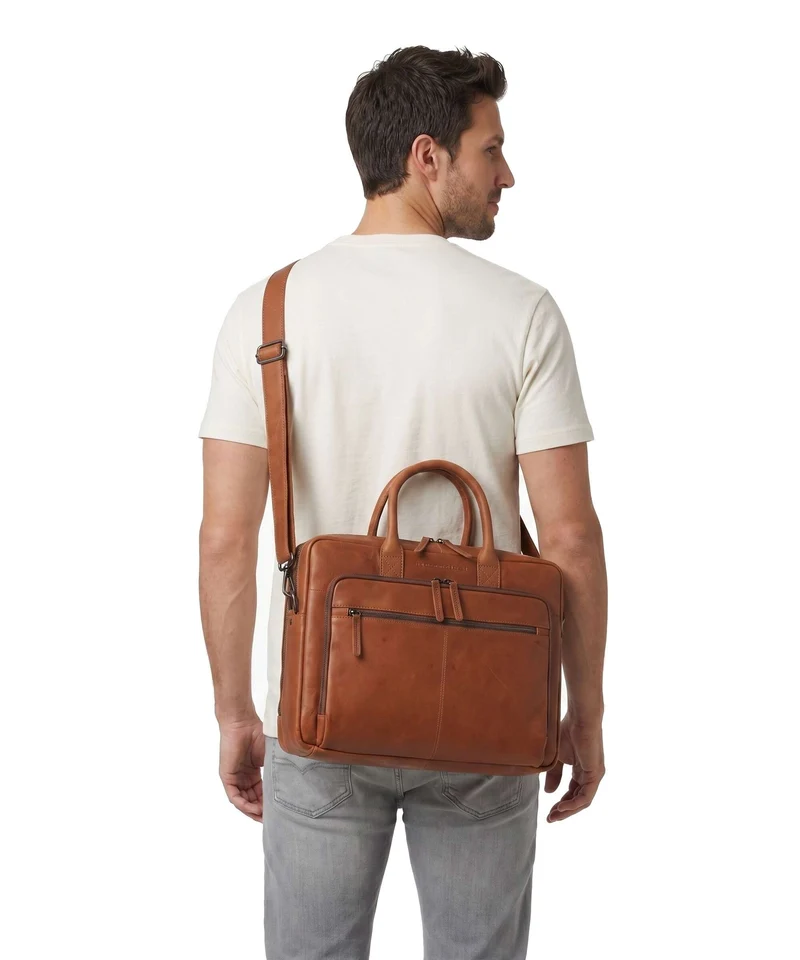 The Chesterfield Brand Wax Pull Up Cow Tacama Bolso para portátil cognac