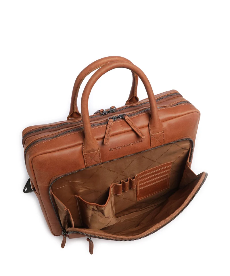 The Chesterfield Brand Wax Pull Up Cow Tacama Bolso para portátil cognac