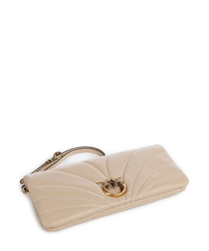 Pinko Click Horizontal Classic Bandolera beige/grigio fumo/antique gold