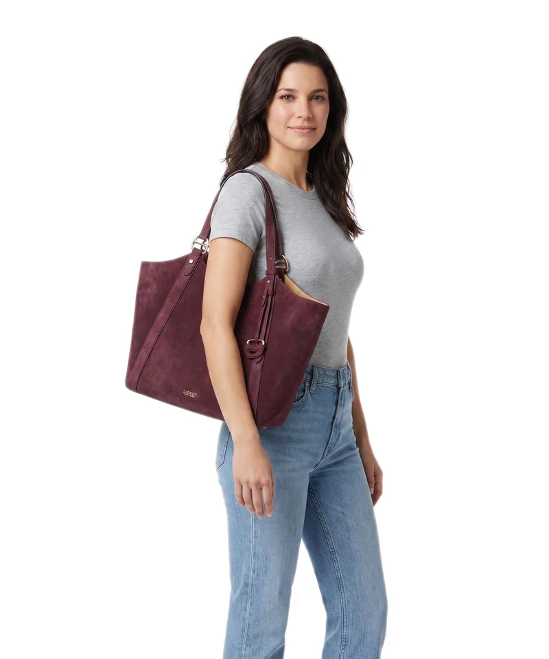 Lauren Ralph Lauren Tasha Large Bolsa shopping dark garnet