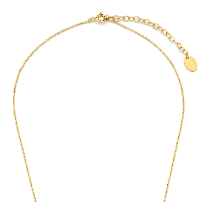 Violet Hamden Luna 925 Sterling Zilveren Gold Plated Ketting met Manen en Groene Zirkonia Steentje VH340042
