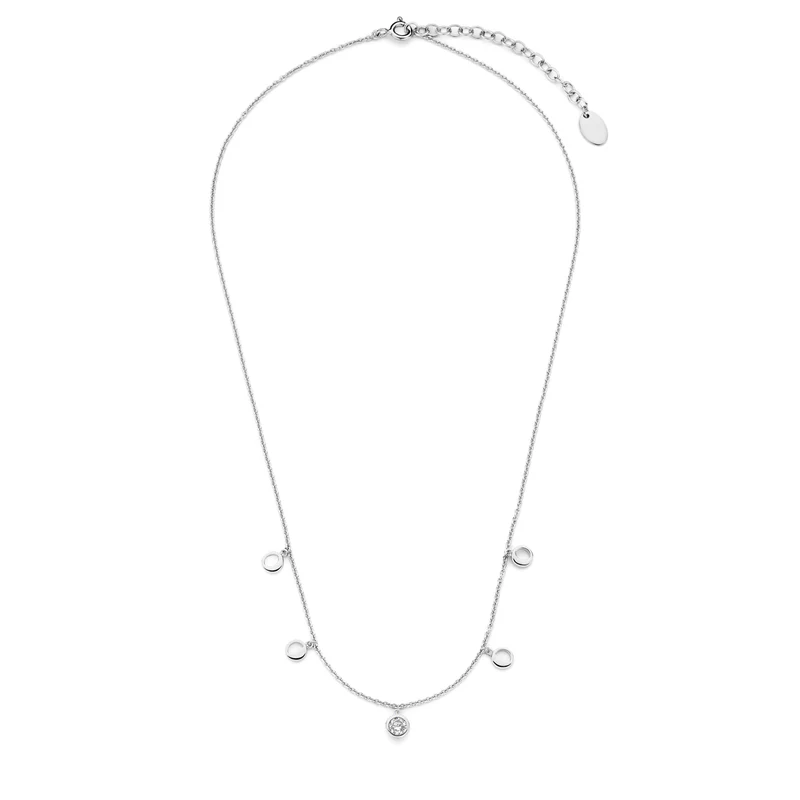 Violet Hamden Luna 925 Sterling Zilveren Ketting met Manen en Witte Zirkonia Steentje VH340039