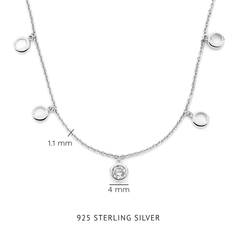 Violet Hamden Luna 925 Sterling Zilveren Ketting met Manen en Witte Zirkonia Steentje VH340039