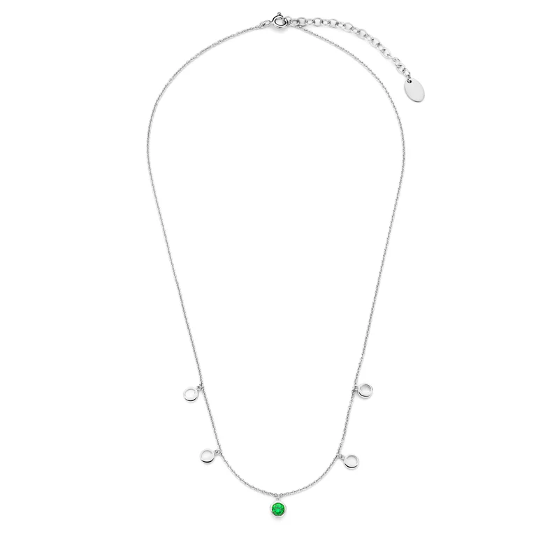 Violet Hamden Luna 925 Sterling Zilveren Ketting met Manen en Groene Zirkonia Steentje VH340041