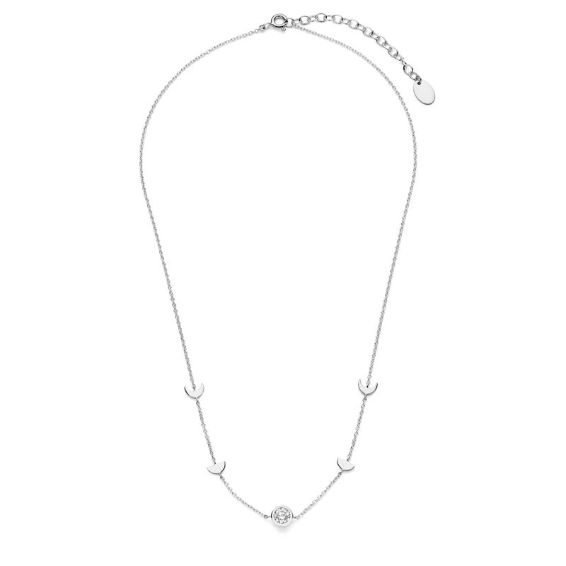 Violet Hamden Luna 925 Sterling Zilveren Ketting met Manen en Witte Zirkonia Steentje VH340043