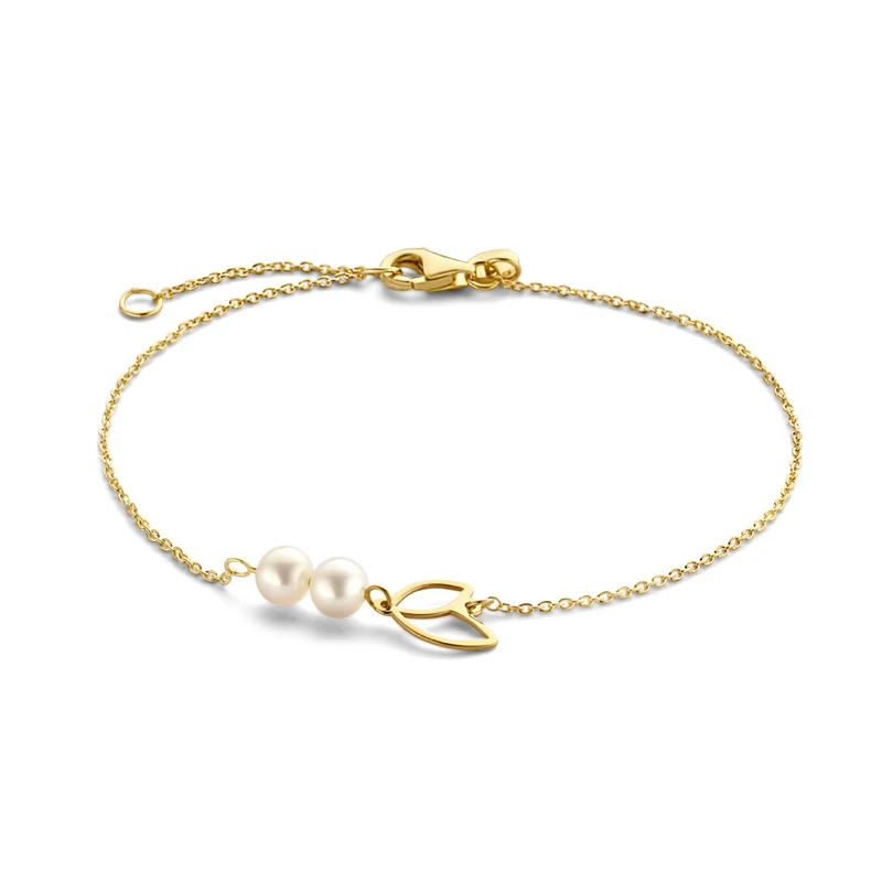 Isabel Bernard Cadeau d'Isabel 14 karaat gouden armband en oorknopjes giftset met zoetwaterparels IB90185