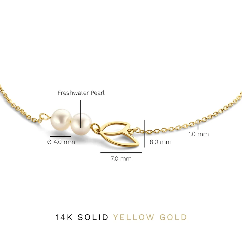 Isabel Bernard Cadeau d'Isabel 14 karaat gouden armband en oorknopjes giftset met zoetwaterparels IB90185
