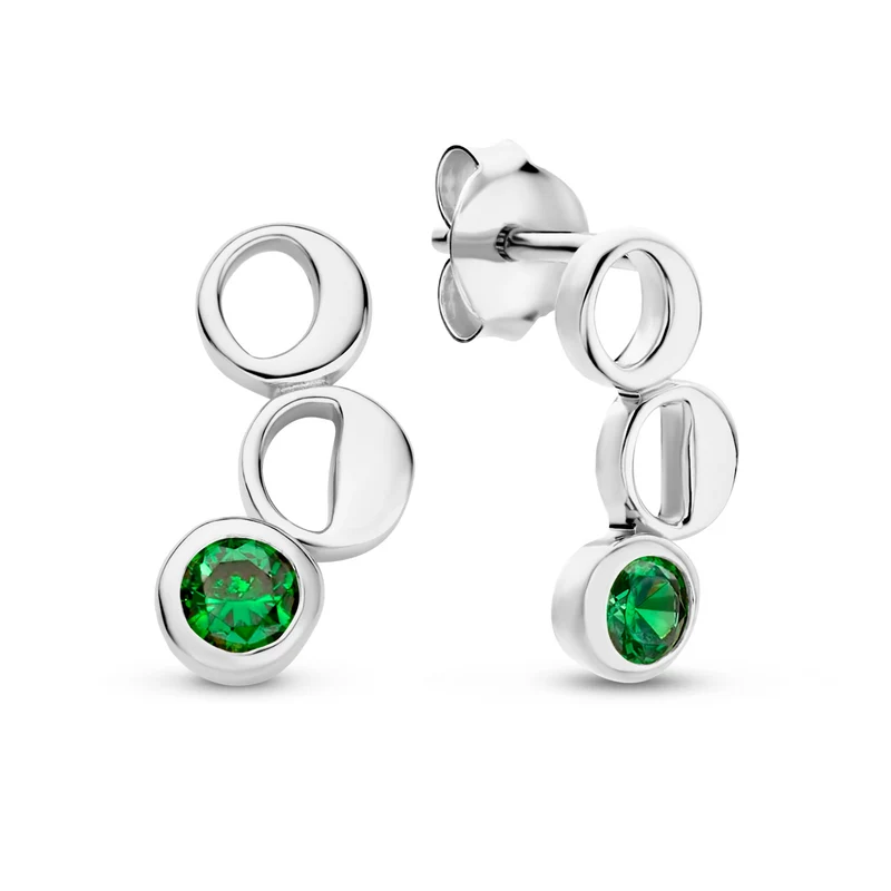 Violet Hamden Violet's Gift 925 Sterling Zilveren Armband en Oorknoppen Giftset met Groene Zirkonia Steentjes VH90061