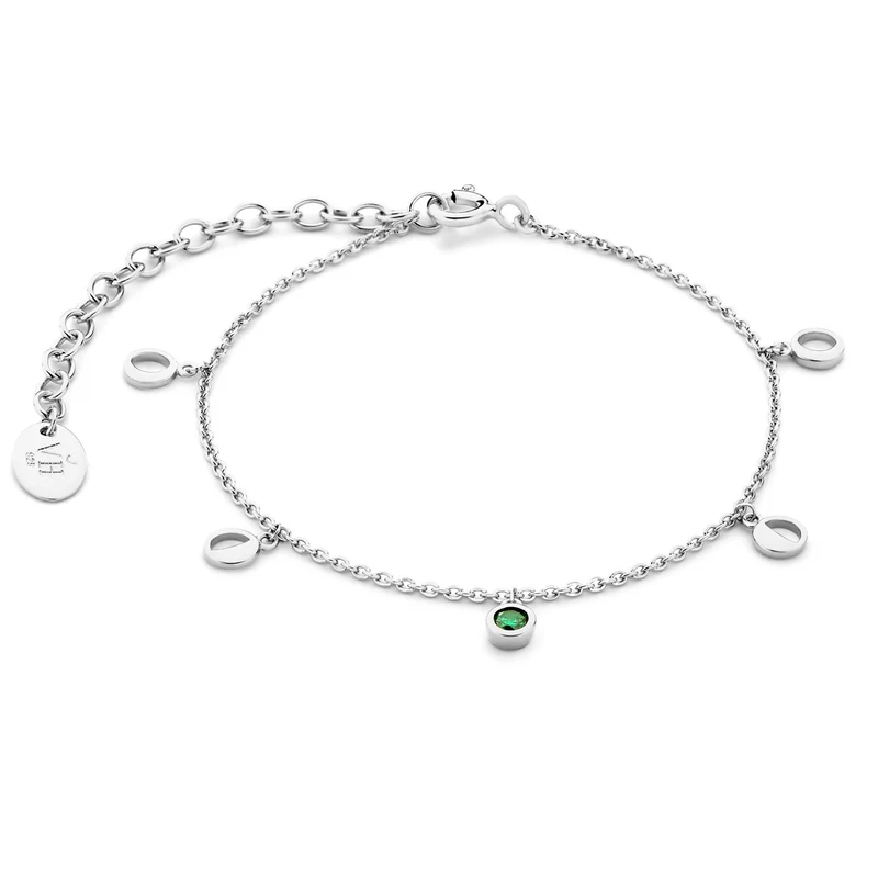 Violet Hamden Violet's Gift 925 Sterling Zilveren Armband en Oorknoppen Giftset met Groene Zirkonia Steentjes VH90061