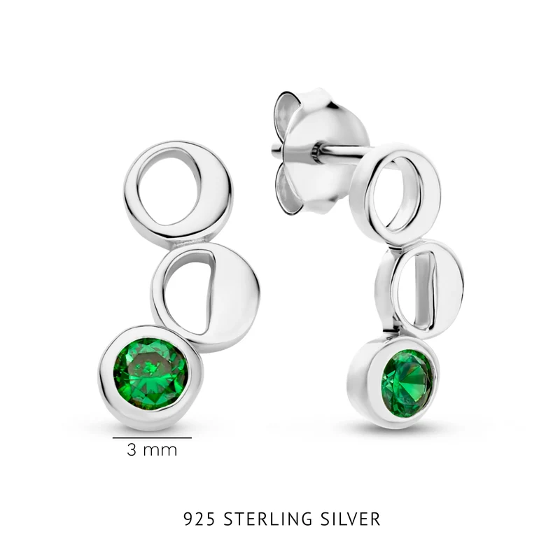Violet Hamden Violet's Gift 925 Sterling Zilveren Armband en Oorknoppen Giftset met Groene Zirkonia Steentjes VH90061