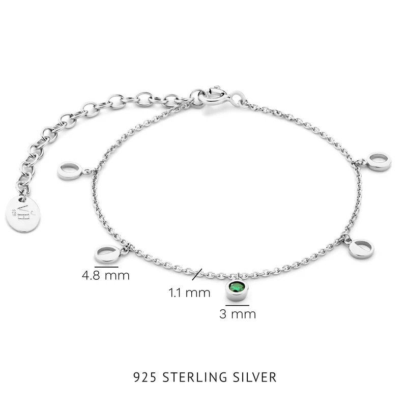 Violet Hamden Violet's Gift 925 Sterling Zilveren Armband en Oorknoppen Giftset met Groene Zirkonia Steentjes VH90061