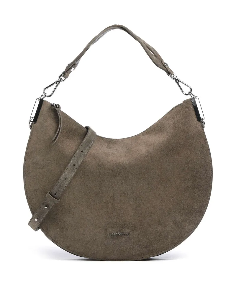 Coccinelle Sunup Suede Bolso de hombro fango
