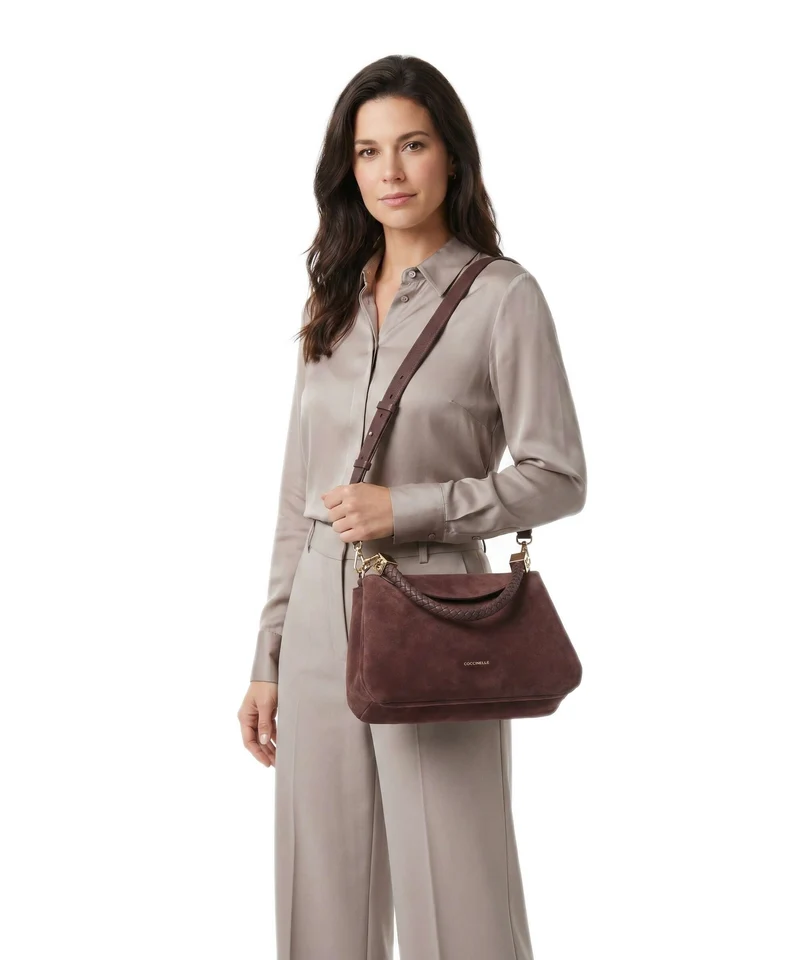 Coccinelle Tiggy Suede Bolso de hombro berry